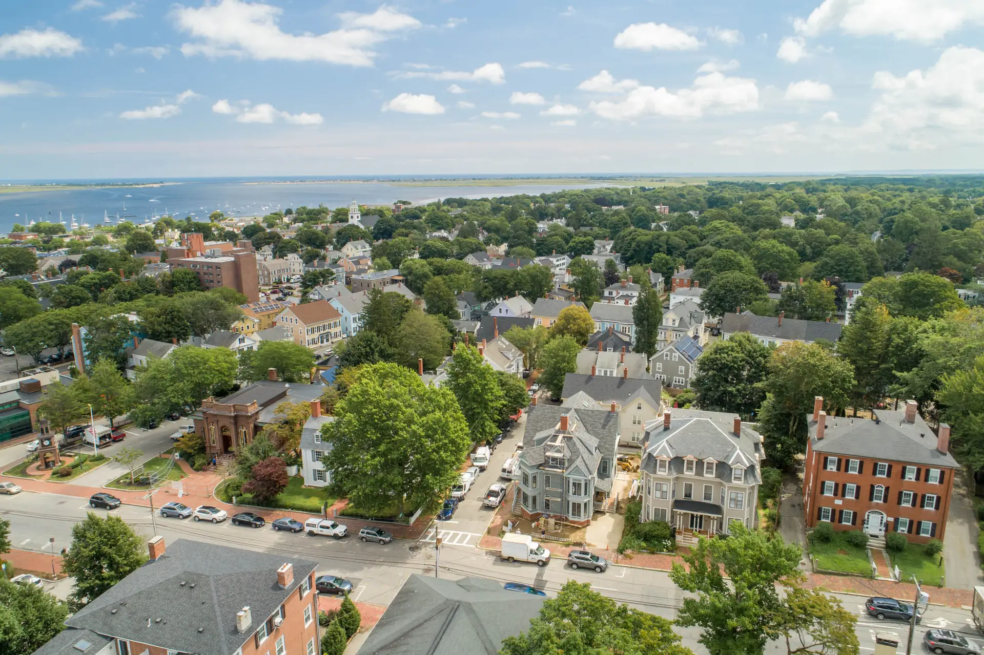 Historic brick sidewalks and Federal-style homes in Newburyport