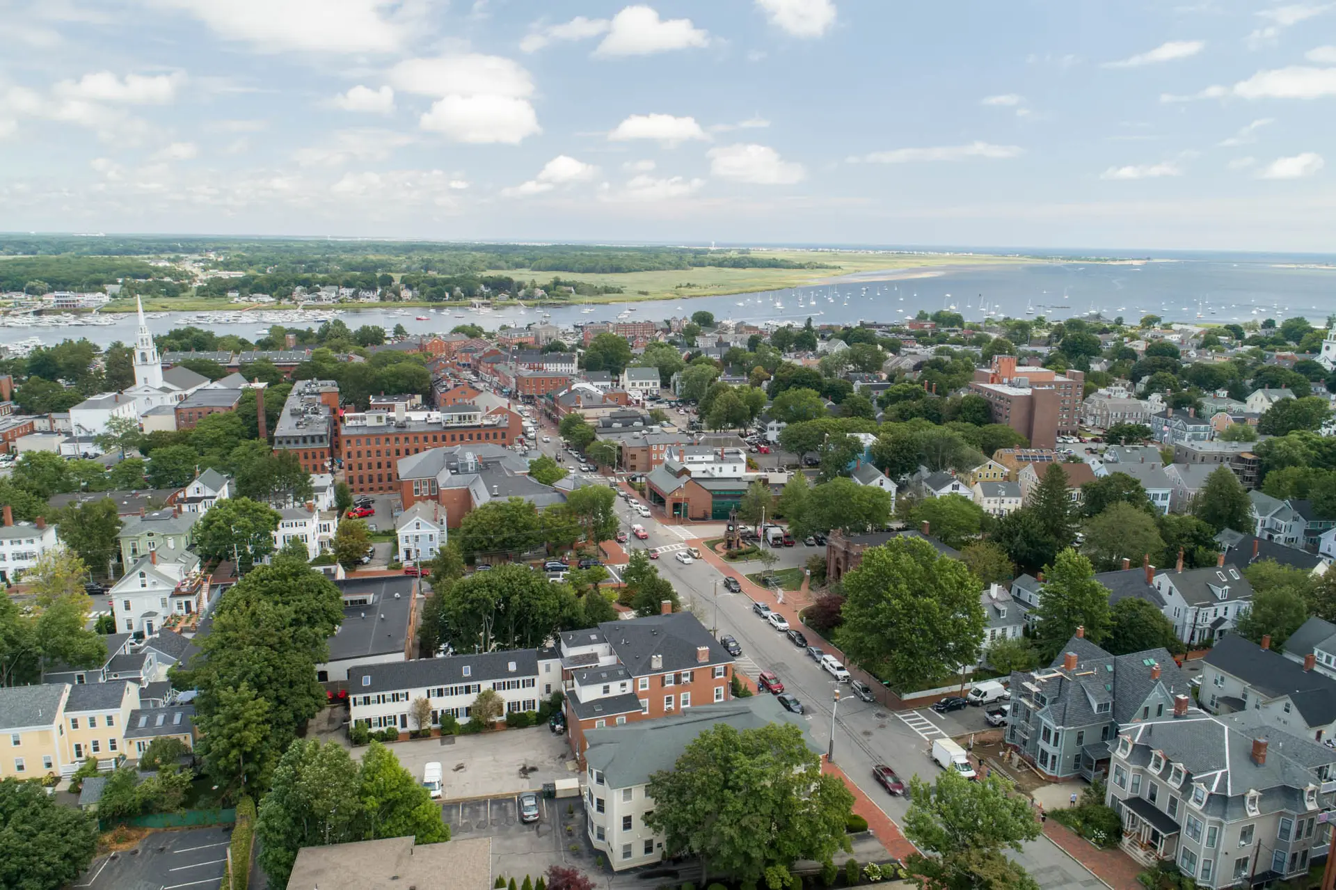 Newburyport waterfront boardwalk at golden hour