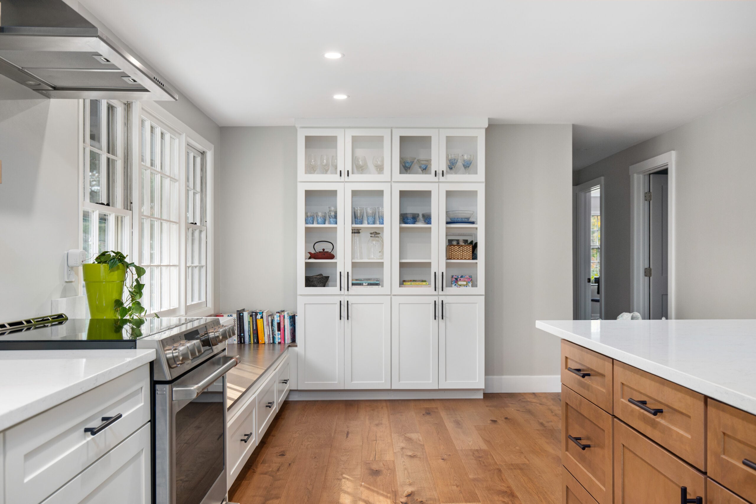 Traditional kitchen island with raised panel details and classic hardware NH